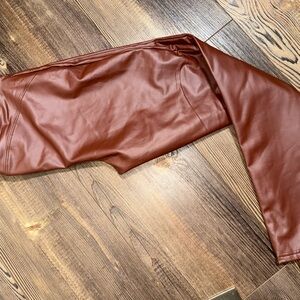 Women's Chic Brown Faux Leather Leggings
